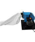 Heavy Duty 1Hp Dust Collector With 550Cfm Airflow And 14Point8 Gallon Bag compact design with motor and filter bag visible.