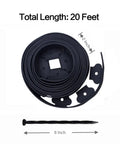 2 Inch Tall Garden Landscape Edging Kit With 20 Ft Length And 20 Spiral Spikes Black Plastic Border for lawn and yard DIY edging