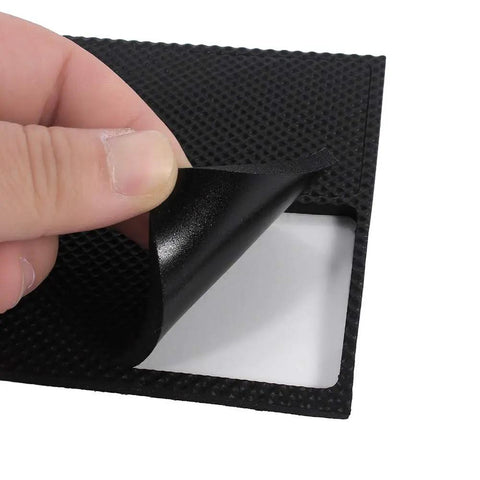 Close-up of Self Adhesive Rubber Floor Protector Pads For Furniture 4 Pack Black Foot Pads Easy To Use No Fuss 0.4 Cm Thick