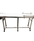 110V PU Belt Conveyor With Double Guardrails, 82.7 Inch Long Belt, 7.8 Inch Wide Flat Conveyor System, Stainless Steel Frame