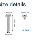 Top Shelf Stainless Steel Chicago Binding Screws 30 Piece Set 5Mm X 25Mm Phillips head showing size details and dimensions.
