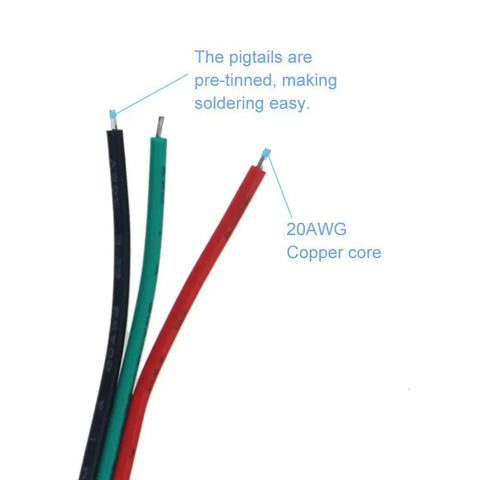Plug And Play 3 Pin SM LED Connector Cable Set 15cm 20AWG for WS2812B WS2812 WS2811 SK6812 RGBW Strips pre-tinned pigtails