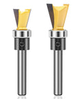 Weekend Warrior Approved Dovetail Router Bit Set Two Piece Pack with quarter inch shank and carbide cutting heads.
