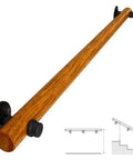 Top Shelf Solid Wood Stair Banister Handrail With Anti Slip Pine Railing And Wall Mount Brackets For Indoor Outdoor Spaces, sturdy pine handrail with mounting brackets.