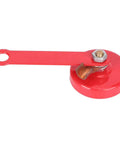 Heavy Duty 2 Inch Magnetic Welder Locator And Grounder Electrode Holder With Shock Resistant Plastic Shell For Easy Access Daily Workshop Welding Jobs, red magnetic base tool side view.