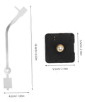 Vinyl Record Clock Replacement Parts Kit with Movements, Hands, and Long Shafts for Easy DIY Repair, shows dimensions.