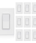 Matte White Single Pole Decorator Light Switch 15 Amp 120 To 277 Volt Easy Install Paddle Rocker Replacement With Self Grounding Residential Grade Wall Plate Included UL CUL 10 Pack, 10 switches