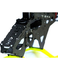 Close-up of AK420 Pro Electric RC Helicopter Kit frame, highlighting durable metal parts and upgradeable construction detail.