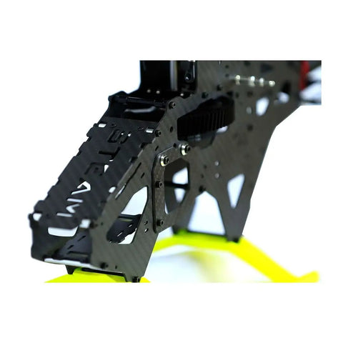 Close-up of AK420 Pro Electric RC Helicopter Kit frame, highlighting durable metal parts and upgradeable construction detail.