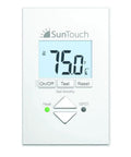 SunStat Core Non-Programmable Floor Heating Thermostat with backlit display and physical buttons, showing 75 degrees F temperature.