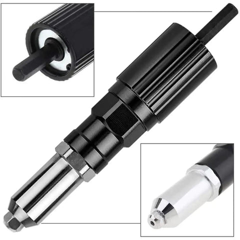 Rivet Gun Adapter Kit With Handle Grip Riveter Drill Attachment For Cordless Electric Drills Fast Riveting Tool With Insert Nut