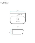 St Tropez Wall Hung Sink With Space Saving Wall Mount Dope Scratch Resistant Ceramic Sleek Modern Basin dimensions diagram