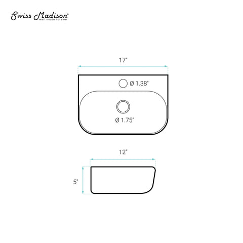 St Tropez Wall Hung Sink With Space Saving Wall Mount Dope Scratch Resistant Ceramic Sleek Modern Basin dimensions diagram