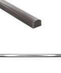 Close-up of the Soho Listel Low Pencil Tile Trim One Half Inch By 12 Inch Brushed Nickel Decorative Edge For Ceramic Glass Or Stone Tile Surfaces Finishing Touch For Kitchens Bathrooms And Showers 12 Pack, showing brushed finish detail.
