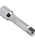 Pro Grade Chrome Vanadium Socket Extension Set With One Quarter Inch, Three Eighths Inch And One Half Inch Wobble Extensions, Spring Loaded Ball Detent, Knurled Grip, Rustproof Auto Mechanic Tool Kit For Offsets And Tight Spots - close up of chrome vanadium extension showing knurled grip