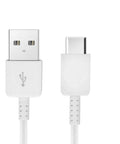 10 Inch USB Type-C Cable for BlackBerry Motion Fast Charge and Data Transfer White Nylon Braided Go-To USB C Charging and Sync Cable Durable Slim Design, shown with USB-A and USB-C ends