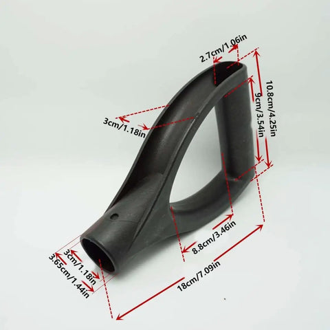 D Shaped Plastic Grip Spade Handle Replacement For Garden Shovels And Forks, Beefed Up Black Handle Upgrade, side view