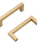 Heritage Designs Contemporary Cabinet Pull 3-3/4 Inch Center to Center Brushed Brass Finish 10-Pack Modern Square Handle