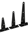Black T Strap Hinges For Gate And Barn Door Cabinet Set Nine Point Five By Six Point Four Centimeters Beefy Durable Iron Hardware