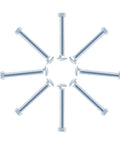 Heavy Duty Truck Bed To Frame Bolt And Nut Kit For Ford F150 F250 F350 1987 To 1996 showing eight zinc hex bolts arranged in a circle.