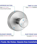 Heavy Duty Stainless Steel Suction Cup Hook Locks Bombproof To Smooth Surfaces, elegant design with superior suction for easy installation.