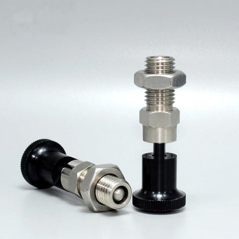 Two Pack Push Fit Ball Nose Spring Plungers Self Locking Indexing Pins With Lock Nut M10 Carbon Steel For Precise Positioning Quick Firm Fix