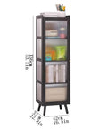 Floor Standing Bookshelf With Bamboo Shelves And Plastic Doors, Heavy Duty Display Organizer For Office Or Living Room with dimensions
