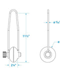 Technical drawing of Universal Round Motor Flusher For Outboards And Inboards, Flexible Rubber Cup Design, side and front view.