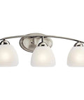 Calleigh 3 Light Vanity Fixture In Brushed Nickel With Satin Etched Opal Glass, 26 Inch Wide Bath Lighting For Dry Locations