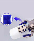 Close-up of Beefy Heavy Duty Pneumatic Fixture Cylinder With Four Claw Clamp And Sensor Switch, precision mini gripper finger arm.