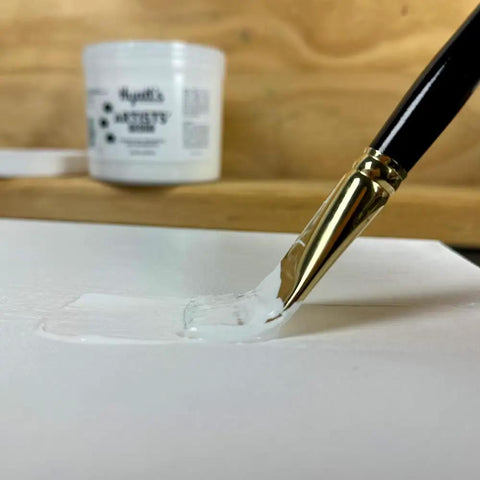Artists Gesso Primer For Acrylic Painting White 1 Gallon For Canvas Prep with brush on canvas
