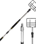Heavy Duty Corner Guard Handle Extends 4.3 To 8.7 Feet, V Shaped Corner Protector For Flatbed Trucks, Stainless Steel Extension Pole With Soft Sponge Grip, Safe Cargo Protection showing full extension and details