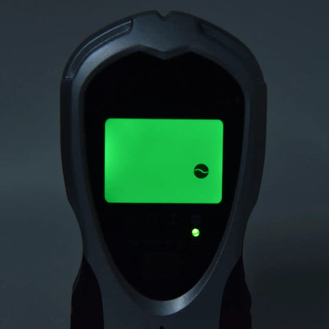 FTVOGUE 4 in 1 Wall Scanner with Auto Calibration LCD Display showing green screen, close-up of sensor technology for accurate detection.