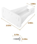 Smooth Sailing Kitchen Drawer Rail Bracket Replacement Set With Heavy Duty Nylon Side Track Brackets and Rear Backplate To Cure Janky Stuck Cabinet Slides In Crisp White Plastic, measuring 2.57in x 2.98in.