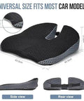 Ergonomic Wedge Seat Cushion For Tesla Cybertruck, 43.5 cm black mesh pad showing side and rear views for lumbar support.