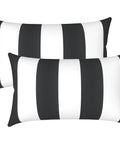 Outdoor Indoor Lumbar Pillows Pack Of 2 Cushions For Patio And Home Sofa Use Water Repellent Fluffy All Weather Cushions 12x20 Inch Cabana Black Chill Patio Vibe Cozy Backyard Decor
