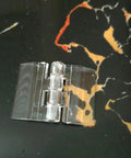 Transparent Folding Hinge Kit 20 Pieces 25x34mm Clear Acrylic Cabinet Closet Hinge Tool shown on dark surface