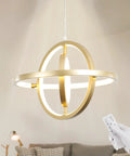 Gold Modern LED Chandelier With Remote Control Dimmable 3000K To 6000K Height Adjustable 39.3 Inch Hanging Light