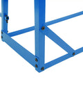 Legit Heavy Duty Steel Cantilever Storage Rack With 440 Lb Capacity Adjustable Arms showing blue steel frame corner detail.