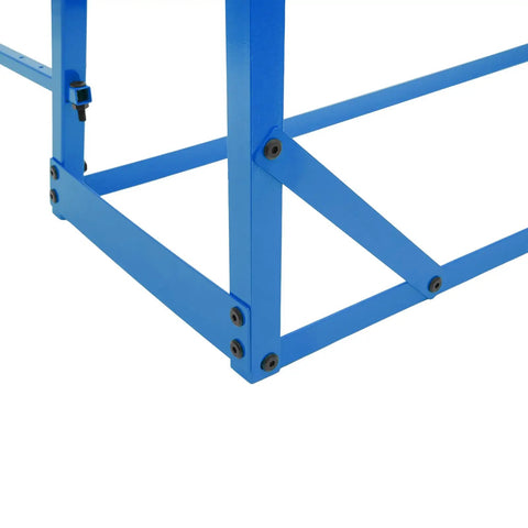 Legit Heavy Duty Steel Cantilever Storage Rack With 440 Lb Capacity Adjustable Arms showing blue steel frame corner detail.