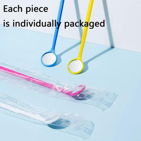 100 Count Disposable Dental Mouth Mirrors Kit, Anti Fog, Individually Wrapped Oral Inspection Mirrors In 4 Assorted Colors, Perfect For Dental Clinics Or Home Care, Hygienic And Easy To Use; individually packaged