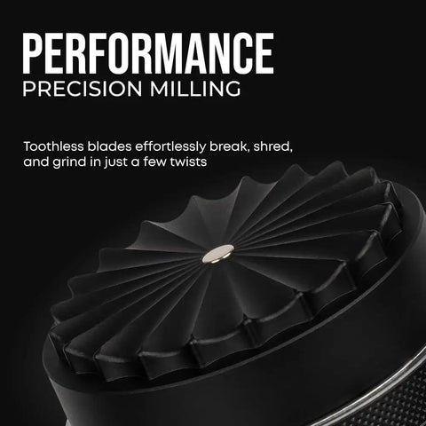 Close-up of Toothless 2.5 Inch Aluminum Spice And Herb Grinder with Extra Storage Compartment in matte black.