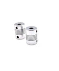 Two units of Heavy-Duty Aluminum Flexible Shaft Coupling For 3D Printing, 5mm To 5mm Bore, 19mm Outer Diameter, 25mm Length, Anodized Alloy