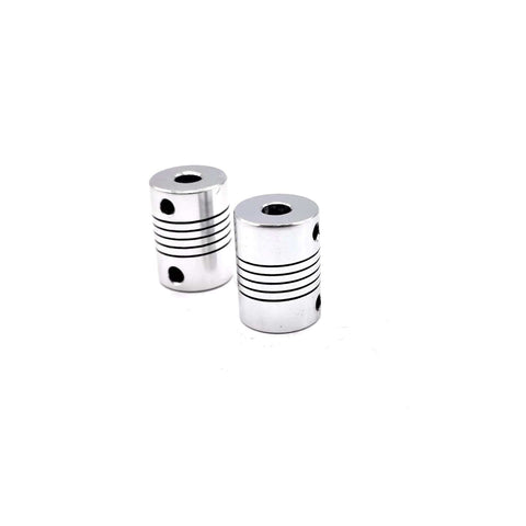Two units of Heavy-Duty Aluminum Flexible Shaft Coupling For 3D Printing, 5mm To 5mm Bore, 19mm Outer Diameter, 25mm Length, Anodized Alloy