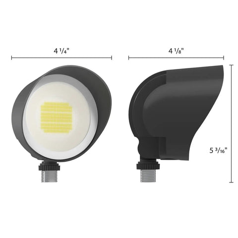 12W LED Flood Light with Heavy Duty Mounting Arm, Die Cast Aluminum Housing in Bronze Finish, wet location rated, side view
