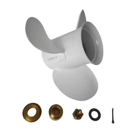 9.875 X 11 Pitch Aluminum Propeller For Yamaha Outboard 20 To 30 HP RH 10 Spline With Hub Nut Kit Built From Premium Aluminum Alloy