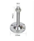 Straight Up Heavy Duty Adjustable Leveling Feet Four Pack M16 Screw Mount Carbon Steel Nickel Coated Furniture Support Plates 100Mm Wide Base with threaded rod.