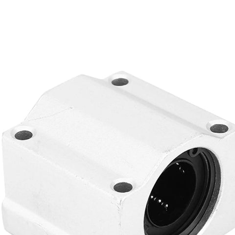 Two Piece SC20UU Aluminum Alloy Linear Motion Ball Bearing Slide Blocks with black bearing opening view.