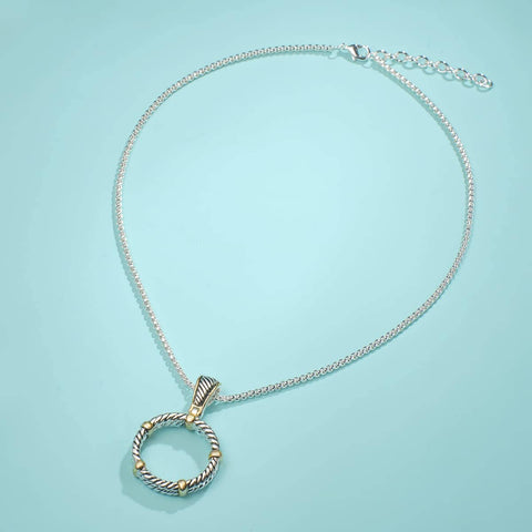 Double Rope Twisted Wire Jewelry Set With Gold Bar Enhancer Pendant 2mm Box Chain Necklace 45cm Plus 5cm Extension