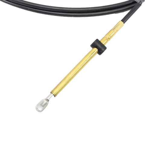 OEM 14 Foot Snap In Outboard Control Cable For OMC BRP Boats, 0173114, showing metal eye with fixed barrel detail